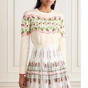 Tory Burch Fair Isle Sweater Floral Pullover